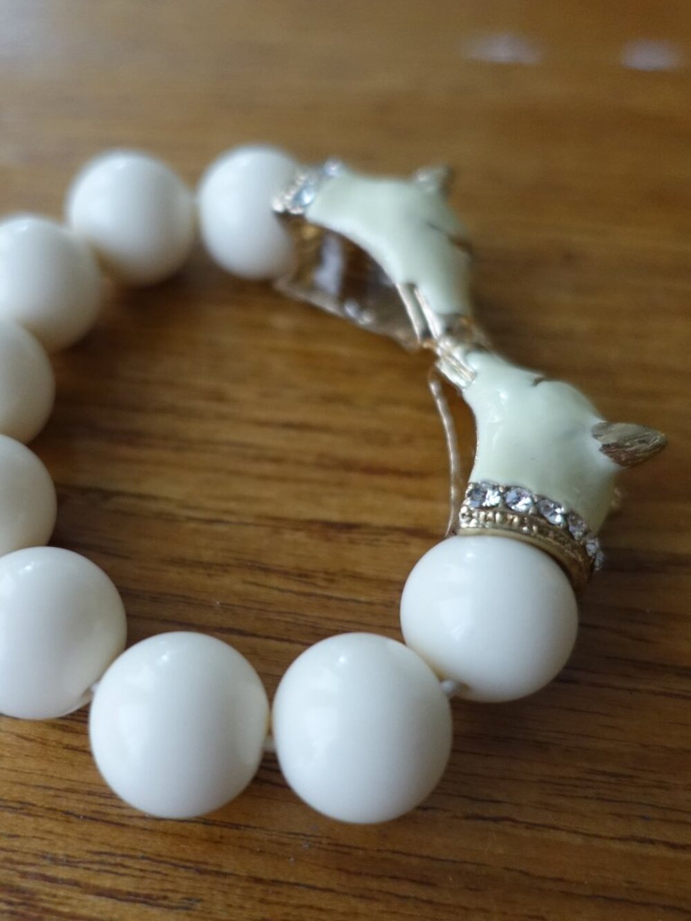 J.Crew panther enamel bejeweled cream bead bracelet